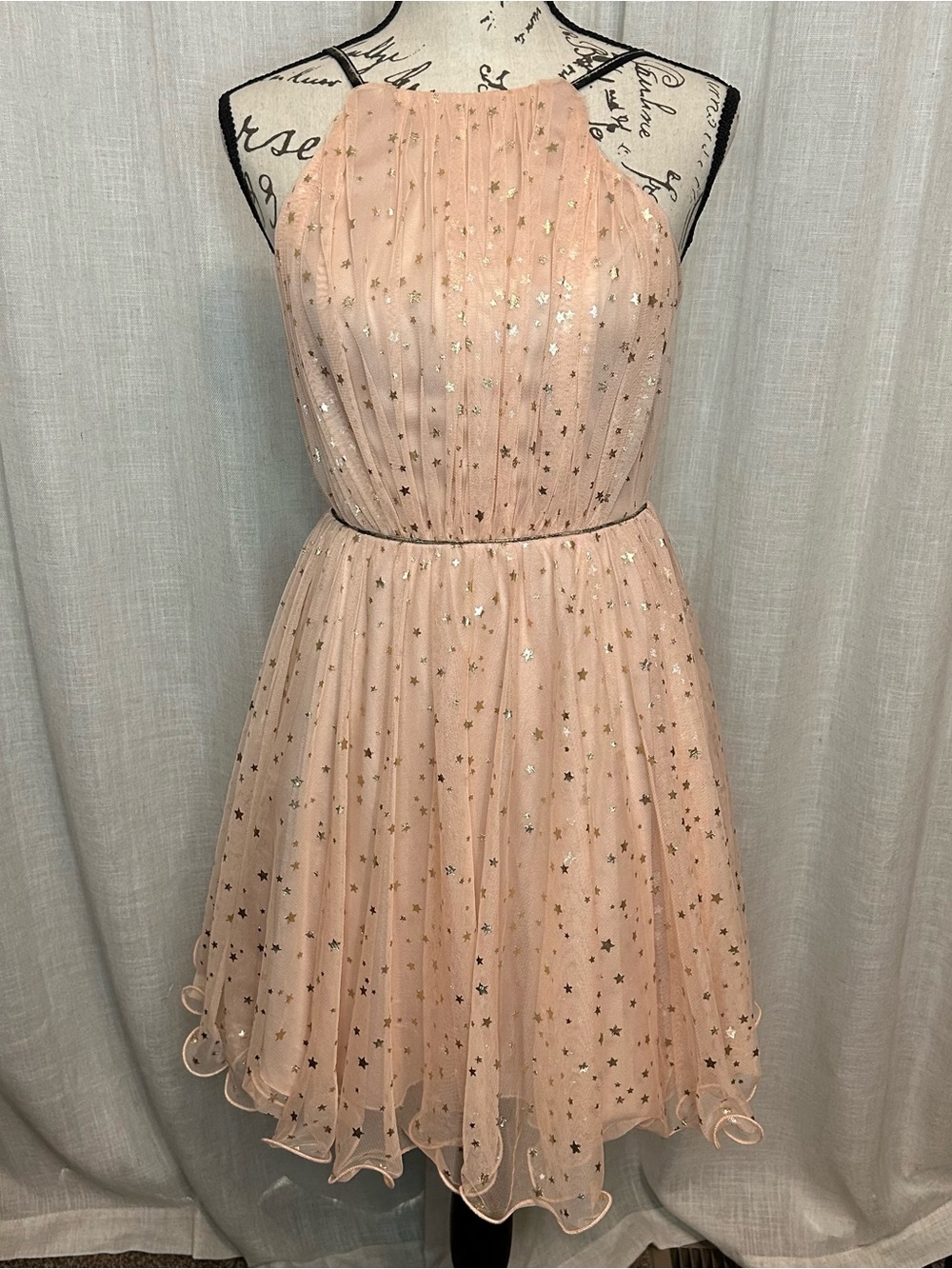 City Studio Size 3 Peach Star-Print Dress